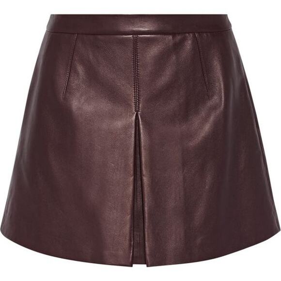 Vince Maroon Genuine Leather Skirt | Size 10 - Picture 2 of 5